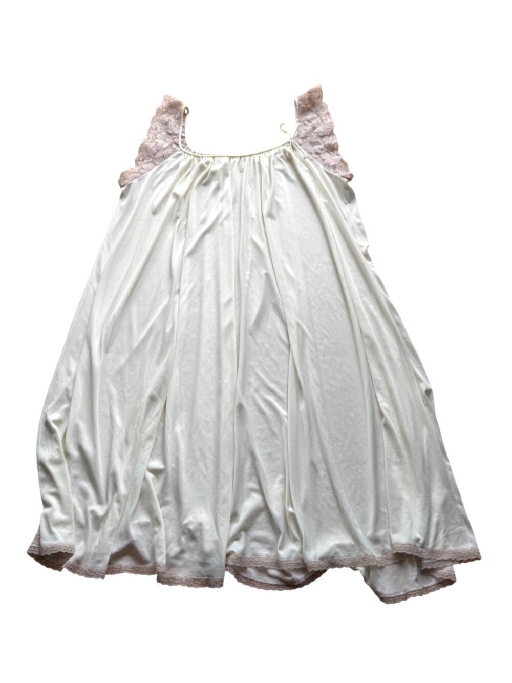 Komar Women's Babydoll Nightgown Size S Cream Pink Lace Trim Sleep Dress Vintage